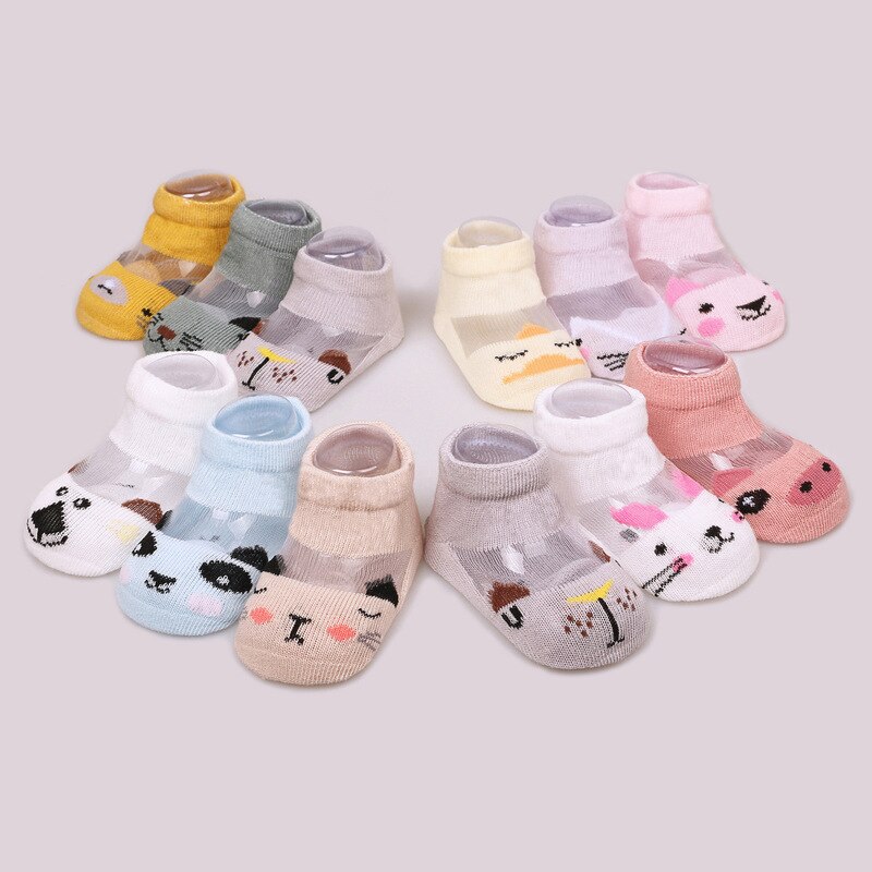 3 Paren/set Zomer Pasgeboren Baby Sokken Cartoon Dieren Baby Meisje Jongen Sokken Ademend Mesh Baby Peuter Sokken Voor Pasgeboren