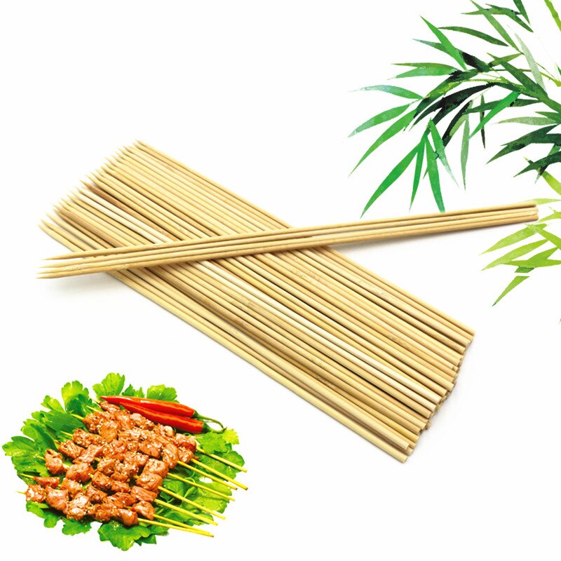Palillos de bambú desechables para barbacoa de 90 uds, palitos de madera Natural para fruta, palitos de comida para , utensilios resistentes para barbacoa y parrilla
