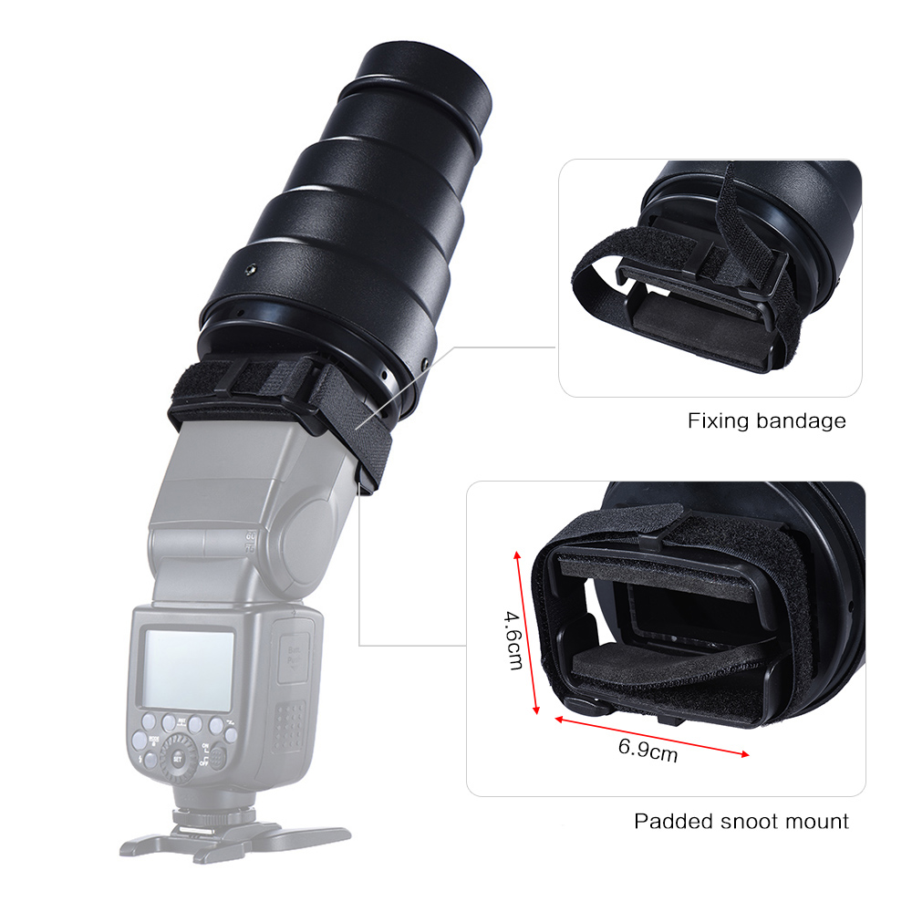 Andoer Conische Flash Snoot Light Modifier w/50 Graden Honeycomb Kleur Filter Universal voor Fotografie Op-camera Speedlite