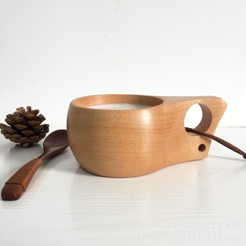 wizualny dotykać 1 szt. Kuksa drewniany kubek z drewna finlandia ręcznie robiony wystrój stołu prezent drewniany zastawa stołowa MilkBreakfast filiżanka kawy