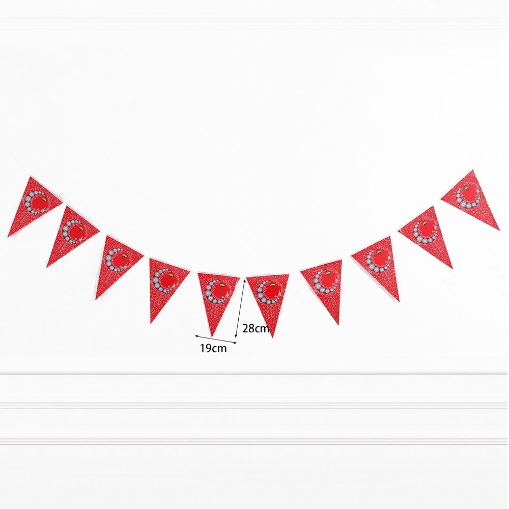 Eid Mubarak Paper Banner Wall Hanging Ramadan Kareem Paper Garland EID Flag Festival Bunting Islamic Muslim Mubarak Decoration: style 7