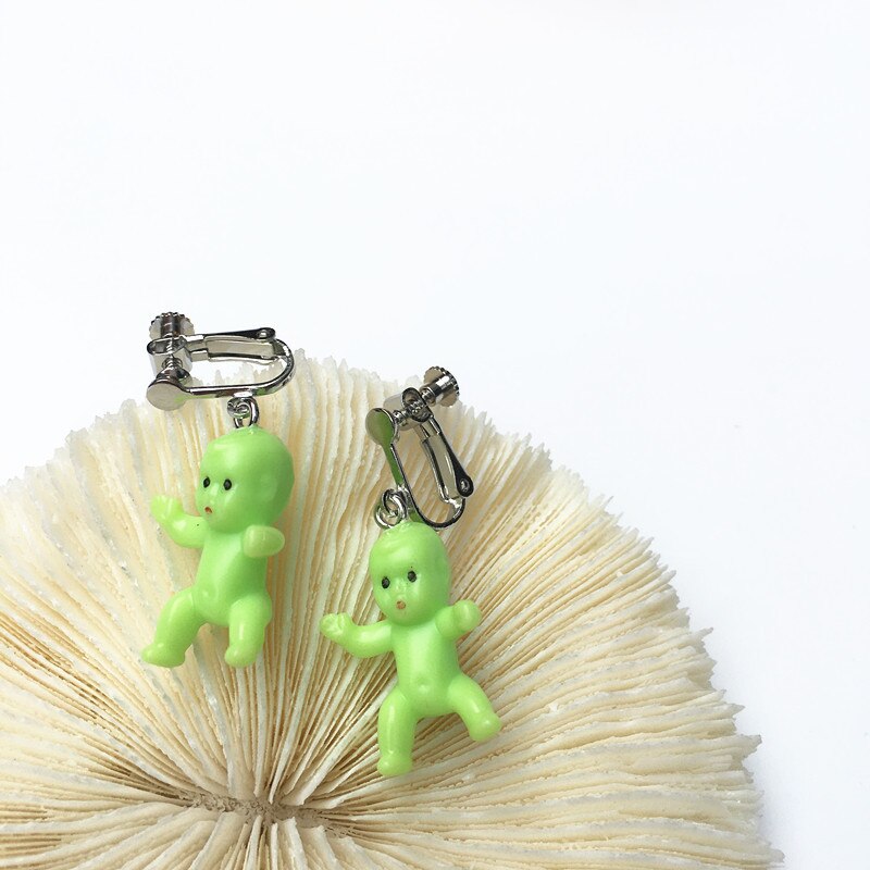 drôle bébé poupée forme coloré boucles d'oreilles pour femmes fille créative Harajuku Cool goutte boucles d'oreilles fête déclaration bijoux: Clip 8