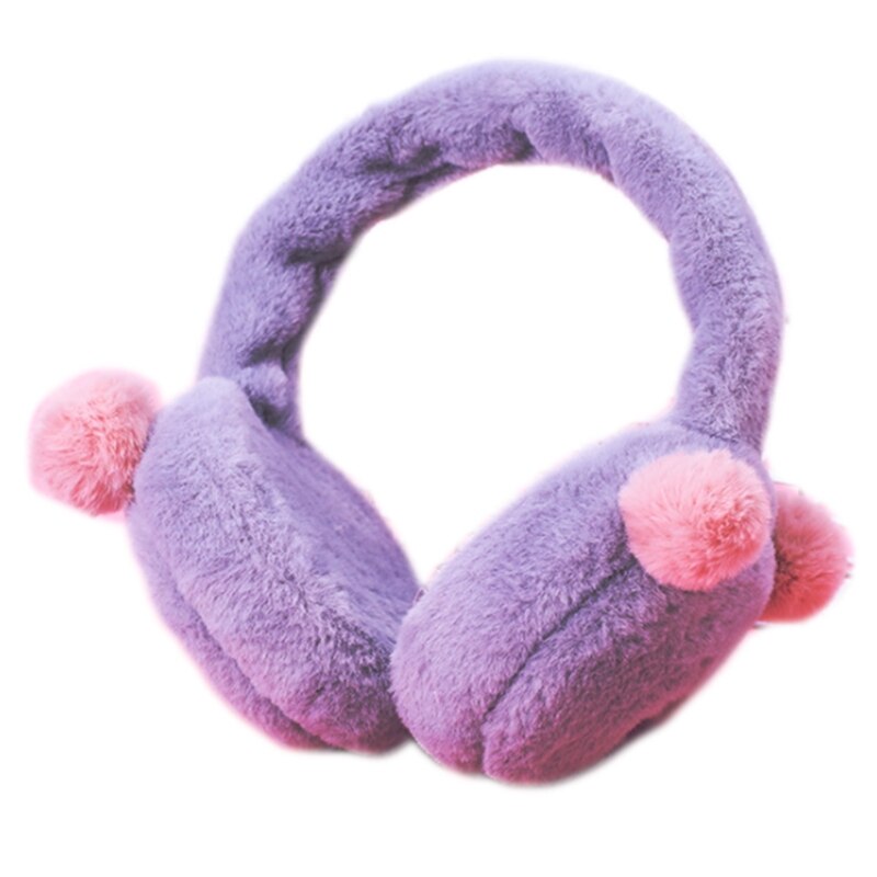 Pom Poms Ear Warm Rabbit Ear Earmuffs Headband Soft Fluffy Earcap Cute Earmuffs LX9E: Hairball gray