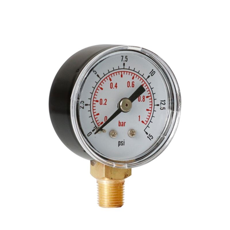40mm Face Pressure Gauge 1/8" BSPT Bottom Mount 15,30,60.100,160 200, 300 PSI & Bar for Air Gas Water Fuel Liquid.