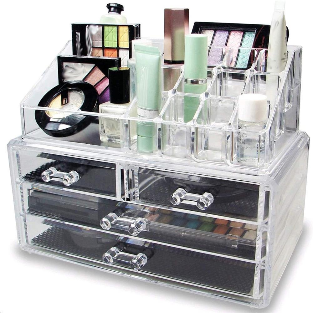 Makeup Cosmetics Jewelry Organizer Clear Acrylic Drawers Display Box Storage #C