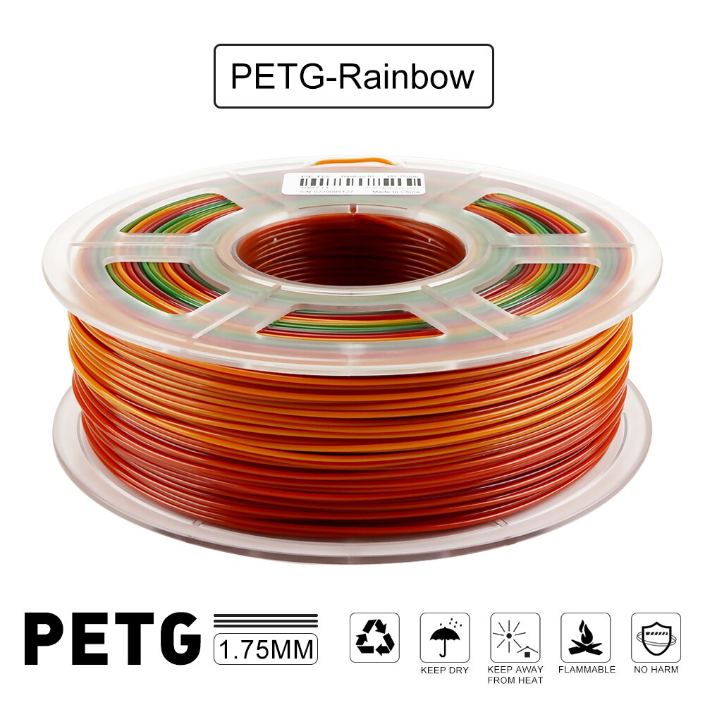 Hiprecy PETG 3D Printer Filament 1.75mm Dooling Material Black Color PETG 3D Filament Consumables 1KG/2.2LBS: Rainbow