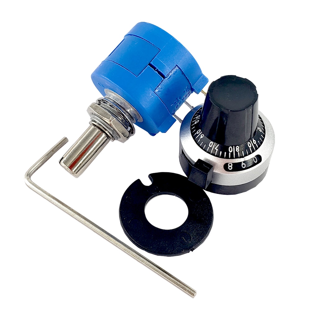 1 Sets 3590S-2 3590S Series Precision Multiturn Potentiometer 10 Ring Adjustable Resistor+ Turns Counting Dial 6.35mm Knob