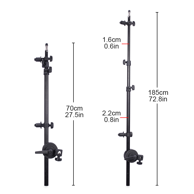 Photo Bracket Grip Holder 27"-72"/70-185cm Swivel Head Reflector Arm Support Black Lighting Arm Boom Stand