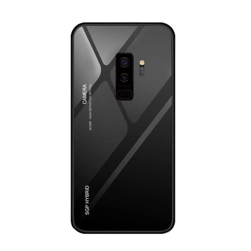 Gradiente Aurora S9 S8 plus Vetro Temperato Caso Della Parte Posteriore Per Samsung Galaxy S9 S8 S 9 Più S9plus S8plus Colorato di lusso Della Copertura Borsette: For S8 / black