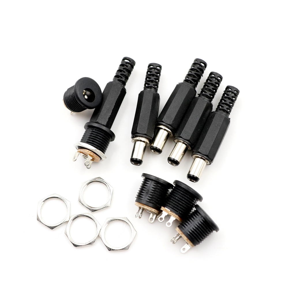Enchufes macho de plástico de 12V y 3a + enchufe hembra, Conector de montaje en Panel, suministro eléctrico, 10 piezas