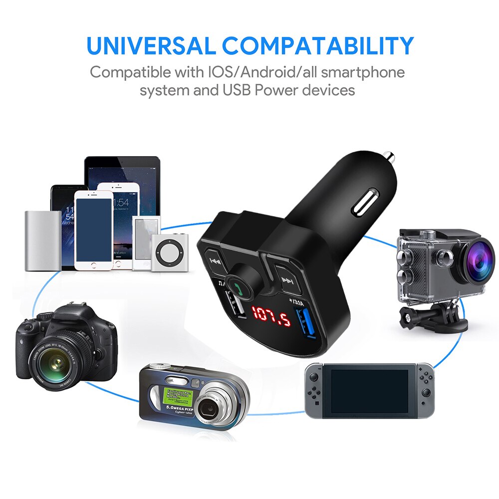 KEBIDU Dual USB Bluetooth 4,2 FM Sender Auto Ladegerät Für Telefon Ladegerät MP3 Radio Spieler Spannung LED-anzeige Unterstützung TF karte