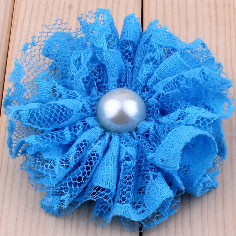 5 teile/los 7 cm 15 farben Ausgefranste Mesh Spitze Blumen Mit Perle Für Haar Zubehör Shabby Künstliche Stoff Blumen Für stirnbänder: Grau