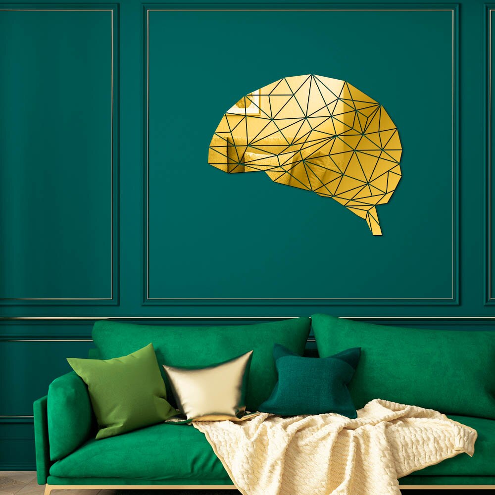 Psykolog hjerne sind formet akryl 3d spejl klistermærke væg indretning vægmaleri spejl neurovidenskab hjerne anatomi diy espejos de pared