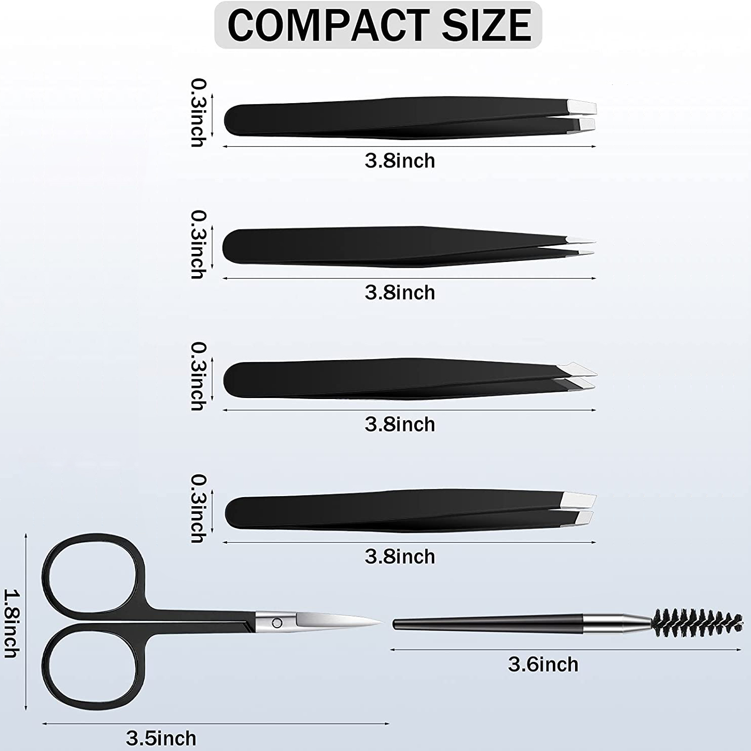 Juego de pinzas para cejas con tijeras curvadas, cepillo para pestañas, eliminación de vello de cejas y barba, pinzas extractoras de pelos faciales, 6 uds.