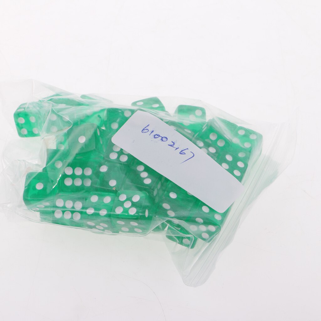 50PCS D6 Polyhedral Game Dice 12mm For RPG Dungeons And Dragons Games Green
