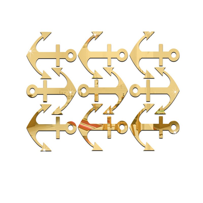 3D Acryl Spiegel Muursticker Cartoon Anker Muursticker Kinderkamer Kleuterschool Achtergrond Muur Groene Decoratieve Sticker