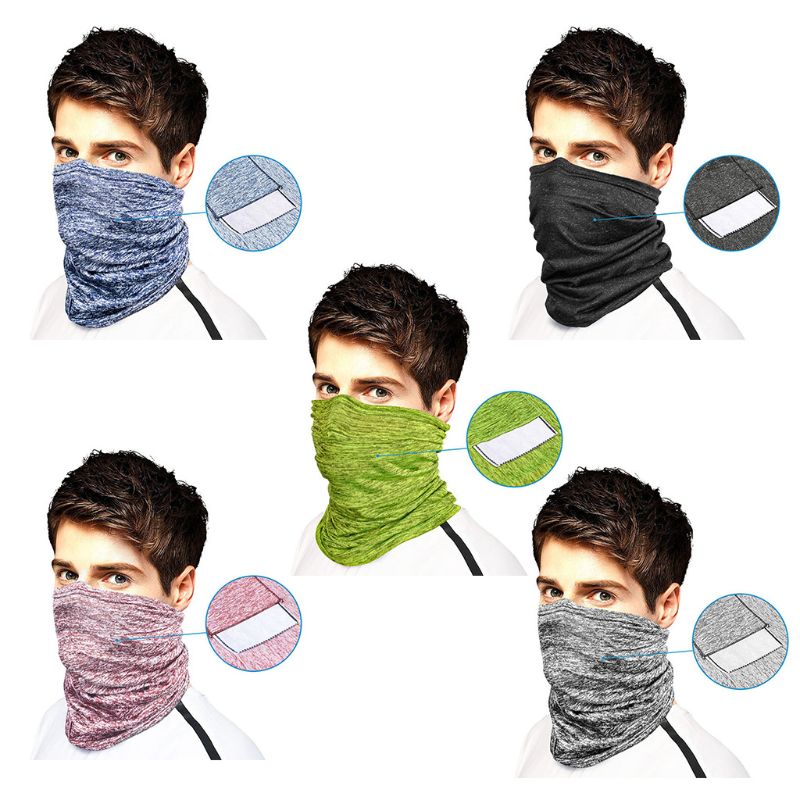 Écharpe pour masque Bandana unisexe sans couture | Avec poche filtrante, guêtre de cou couleur unie cyclisme anti-poussière pour l'extérieur,