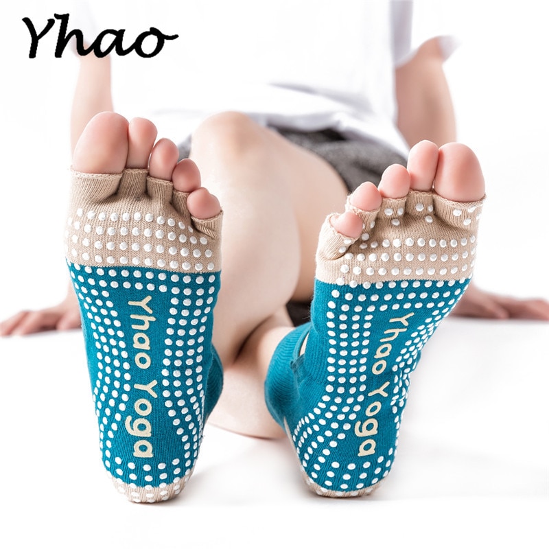 Yhao Yoga vrouwen Tenen Sokken Anti-Slip Sokken Voor Pilates