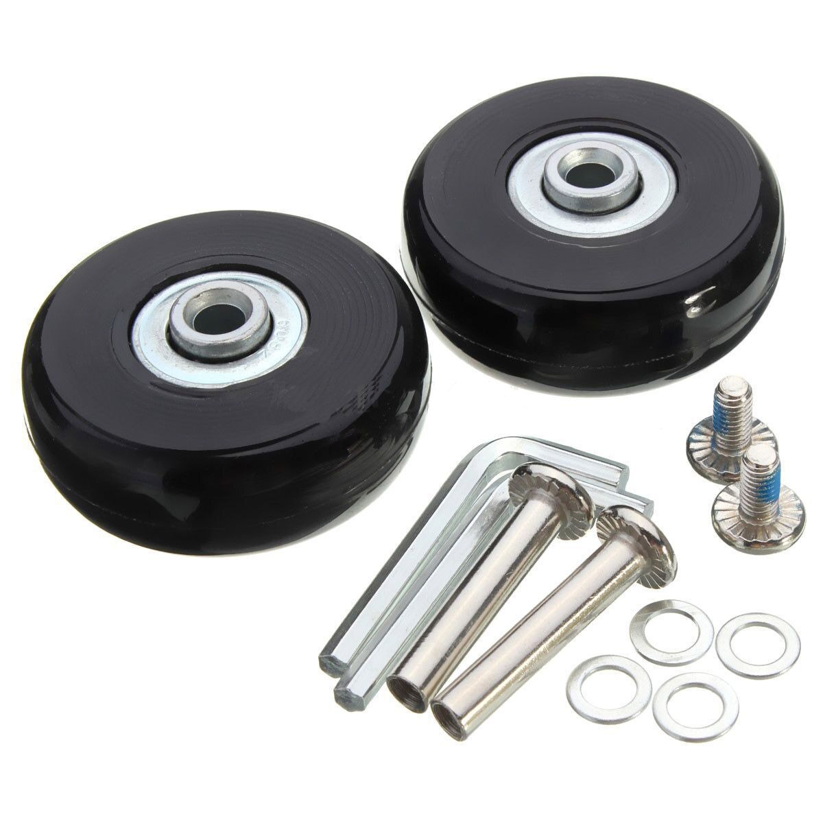 2 Set Bagage Koffer Vervanging Wielen Reparatie Od 50Mm Assen Deluxe Zwart Reparatie Bagage Koffer Wielen