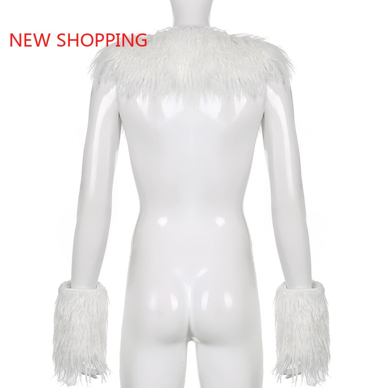 Winter 2022 Fur Collar and Cuffs Cropped Cardigan Sweaters Women Fairy Single Breasted Y2K Fairycore Jacket