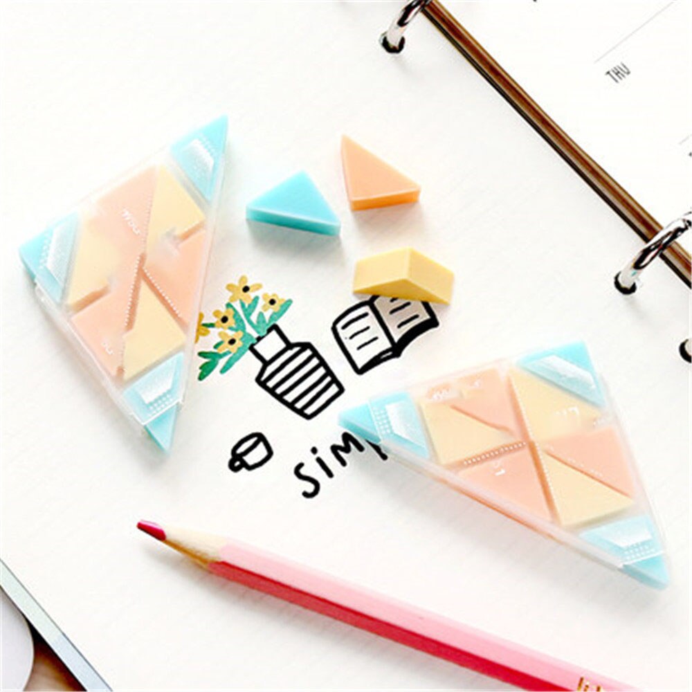 1Pc Novelty Leuke Driehoek Gum Kawaii Gum Briefpapier Voor Herzien Details Super Schoon Kids Lof School Kantoorartikelen