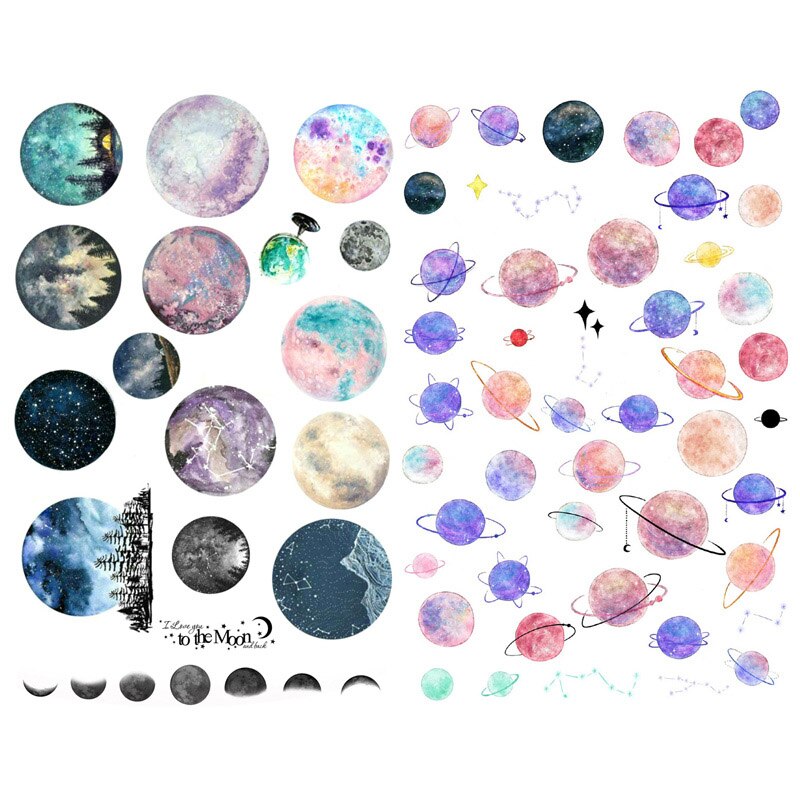 1 pièces coloré Cosmos planète coréen prédécoupé décoration autocollants organisateur de bureau fournitures scolaires accessoires de bureau
