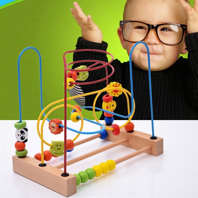 Hout Tuin Houten Kinderen Educatief Handen Pull Speelgoed Hout Cartoon Trailer Kraal Rijgen Speelgoed Hersenen Spel Speelgoed