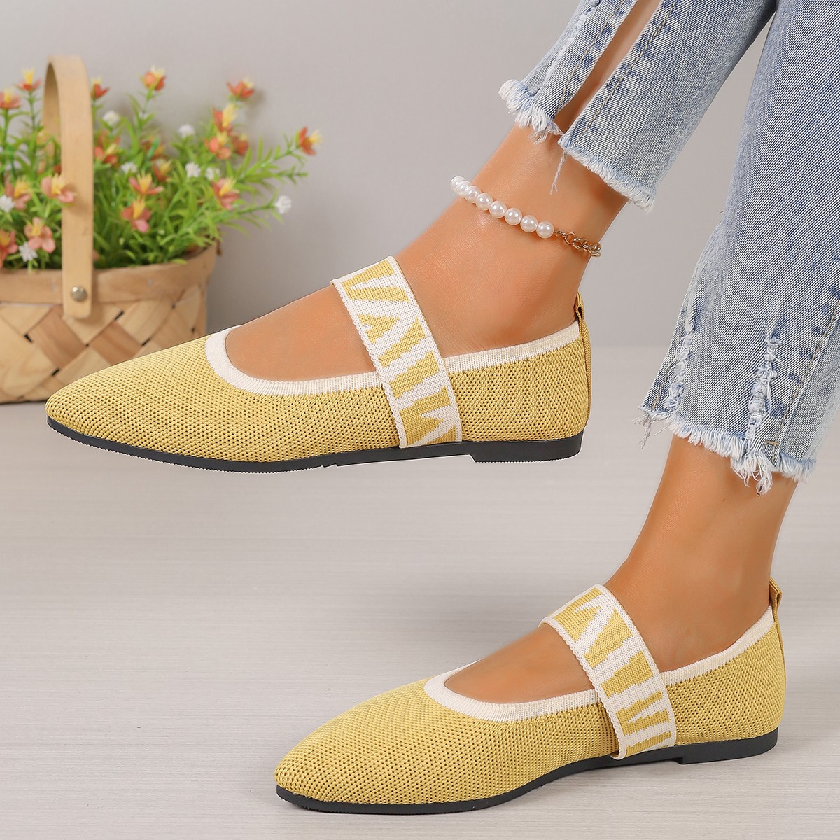 Dames ballet flats vrijetijdsschoenen lage hak blote voeten elegante vrouw sneakers Socofy comfortabele puntige neus aangeboden: Army Green / 40