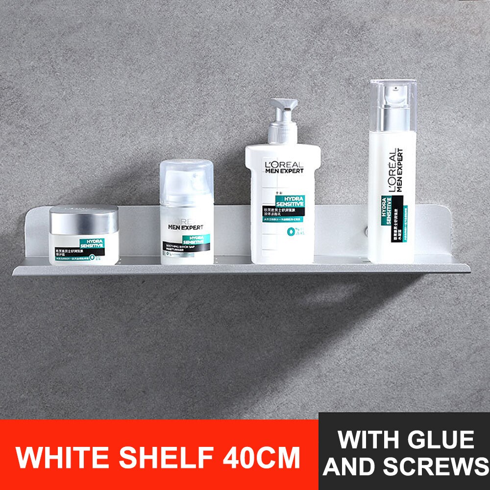 Wall Mounted Bathroom Shelf Shower Bathing Storage Holder Rack Kitchen Organizer shampoo Shower Caddy Rack Bathroom Shelves: 40cm Silver