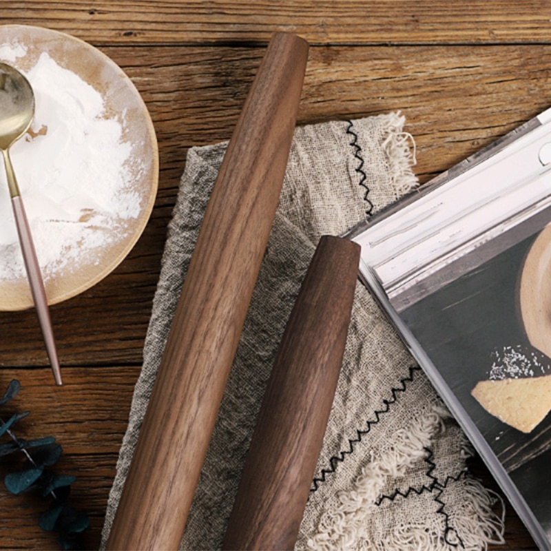 Natural Black Walnut Rolling Pin Fine Sanding Without Added Chemical Coating Non-Stick Cooking Baking Tools Dough Roller Point