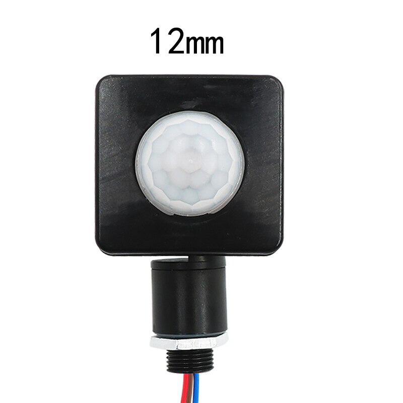 1Pcs Mini Led Overstroming Licht Pir Motion Sensor Switch Detector Outdoor IP65 Waterdichte 85-265V Motion Sensor verstelbare Pir Schakelaar: 12mm Black