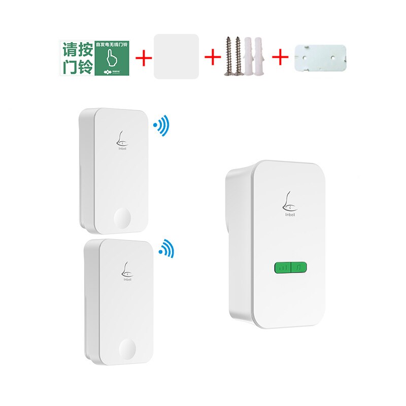 Xiaomi linptech linbell self-powered wireless doorbell G4L BATTERY-FREE Long-distance alert pager with 36 Chimes [ EU Plug ]: 2 bell 1 receiver