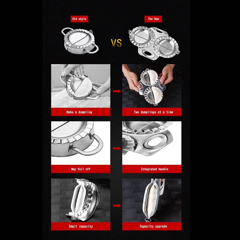 Stainless Steel Dumpling Artifact Tool Press Dumpling Mold Double Head DIY Dumplings Wrapper Maker Kitchen Gadgets