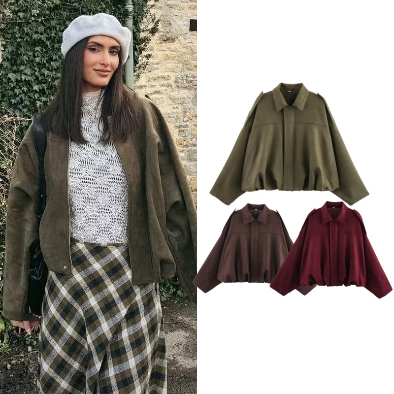 Herbst Und Winter Frau Bomber Jacke Neue Wildleder Material Reißverschluss Lokomotive Outwears hoch Straße Elegante schick Für Frau