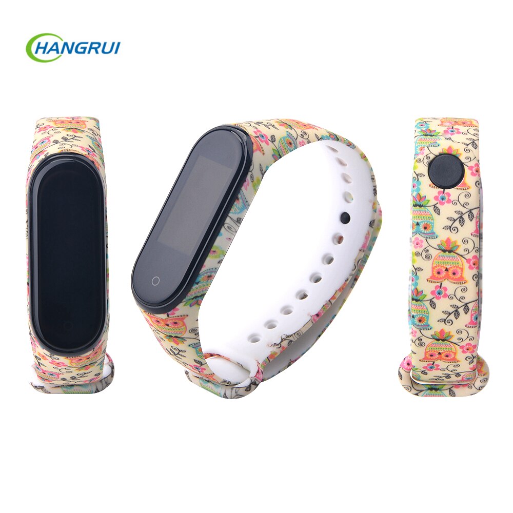 Per Mi band 4 3 cinturino da polso in silicone con stampa cinturino per xiaomi mi band 3 cinturino mimetico di ricambio per cinturino Mi band 4 3: owl