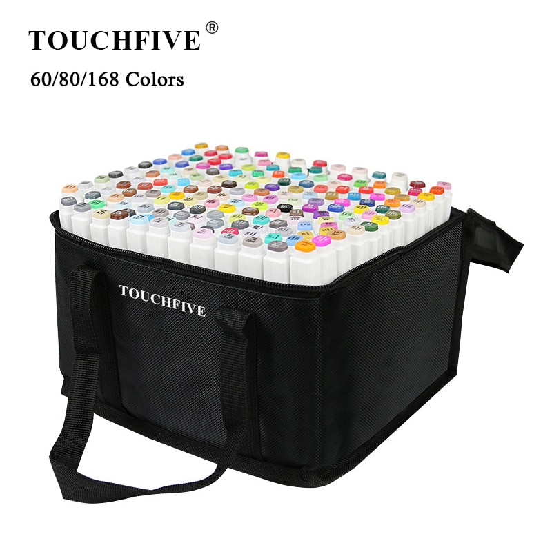 TouchFIVE 60/80/168 Farben Marker Set Manga Zeichnung Marker Pen Alkohol Basierend Skizze Filz-Spitze Fettige Twin Pinsel Stift Kunst liefert