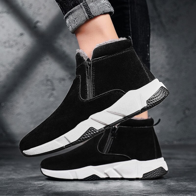 Winter plus velvet cotton shoes high-top zipper boots sports shoe men's warm men's sports shoes outdoor comfortable casual shoes