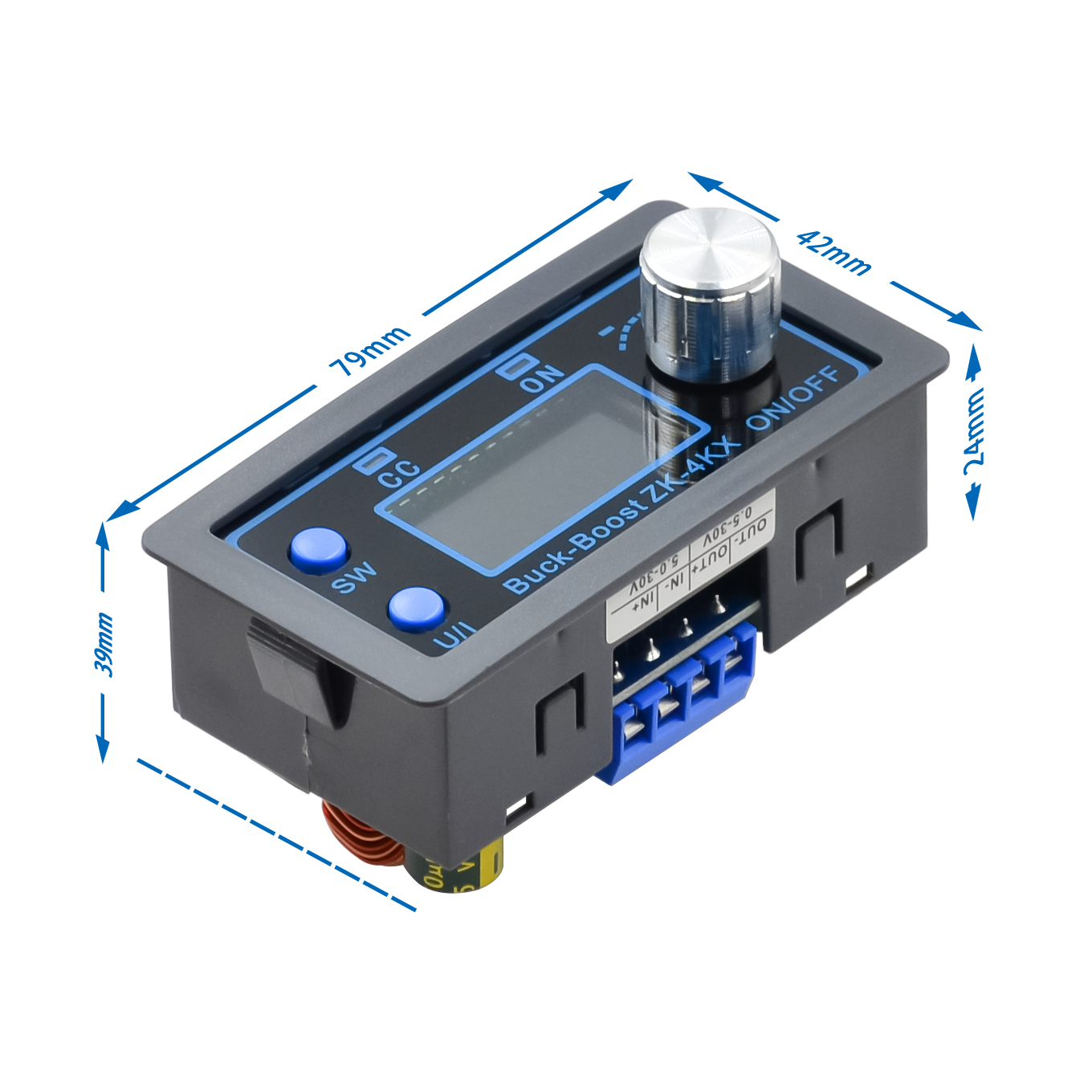 ZK-4KX ZK-5KX DCDC Buck Boost Converter DC CV 0.5-30V 4A 5V 6V 12V 24V Dimmable Power Module Dimmable Lab Power Supply: Brown
