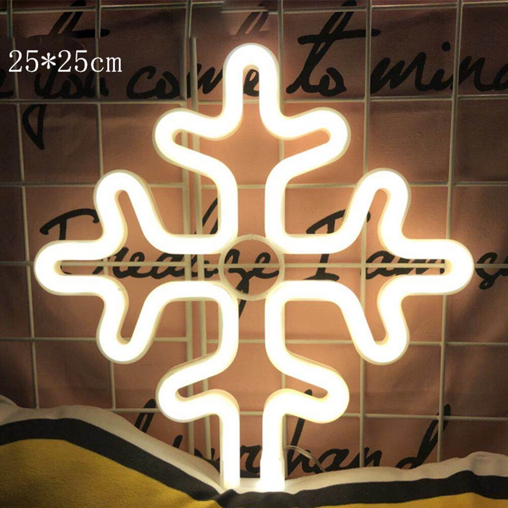 LED Neon Light USB/Battery Power Chirstmas Tree Snowflake Neon Sign Art Night Lamp Xmas Party Wedding Kids Room Decor: Warm White Snowflake