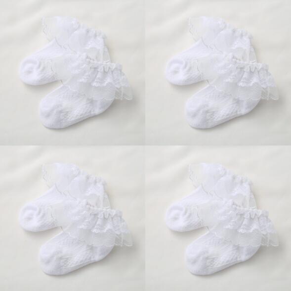 Calcetines de punto con pompones para niñas, medias de princesa, para verano, 24 pares: Blanco