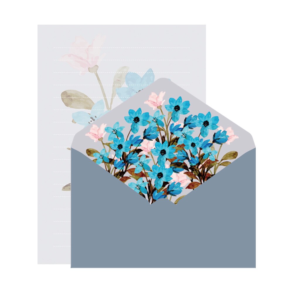 Sobres con patrón de flores con papel de carta A5, conjunto de papelería, sobre de invitación para vacaciones y Día de San Valentín, suministros escolares y de oficina: 2