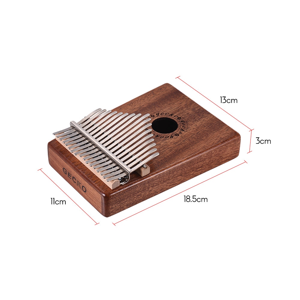 Gecko  k17m 17- nyckel kalimba tumme piano mbira mahogny massivt trä med väska förvaringsväska stämhammare musikbok klistermärken