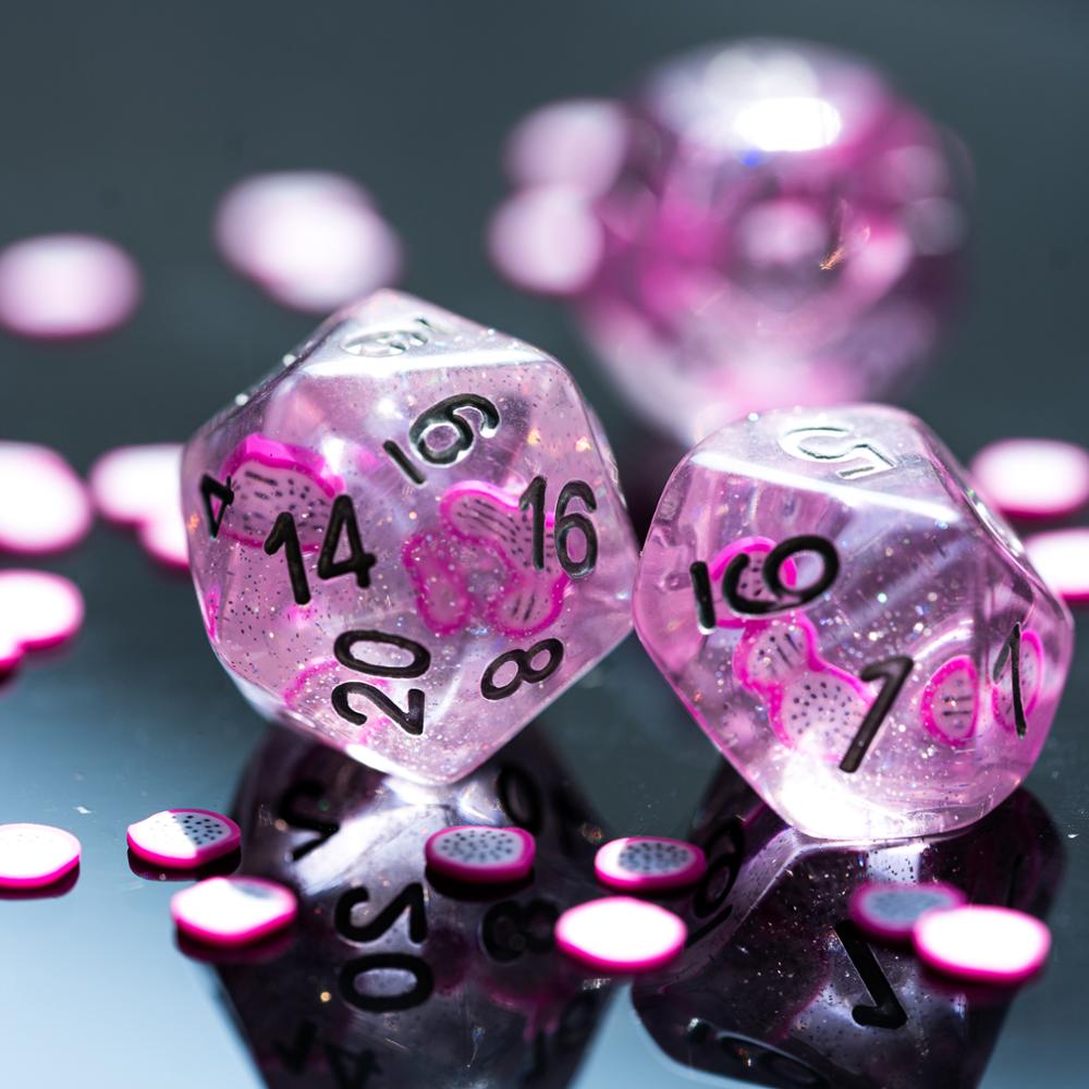 7Pcs/Set Fruit Slices DND Dice D&D Dice Set D4 D6 D8 D10 D% D12 D20 Polyhedral Games Dice Set for Table Games MTG RPG