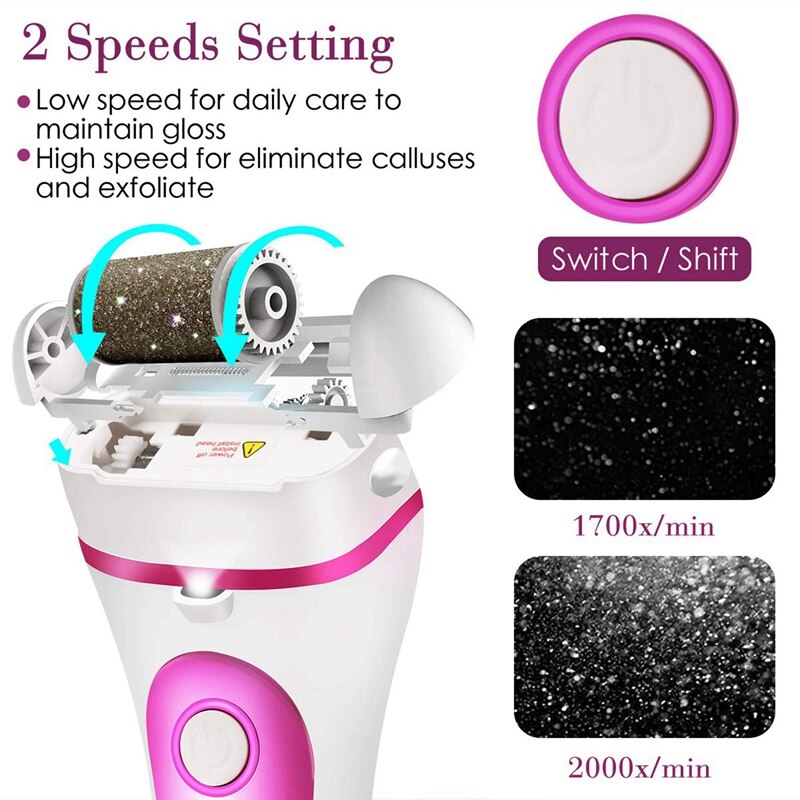Waterdichte Usb Oplaadbare Elektrische Pedicure Gereedschap Voetverzorging Machine Eelt Remover Dode Huid Voet Bestand Hak Cleaner