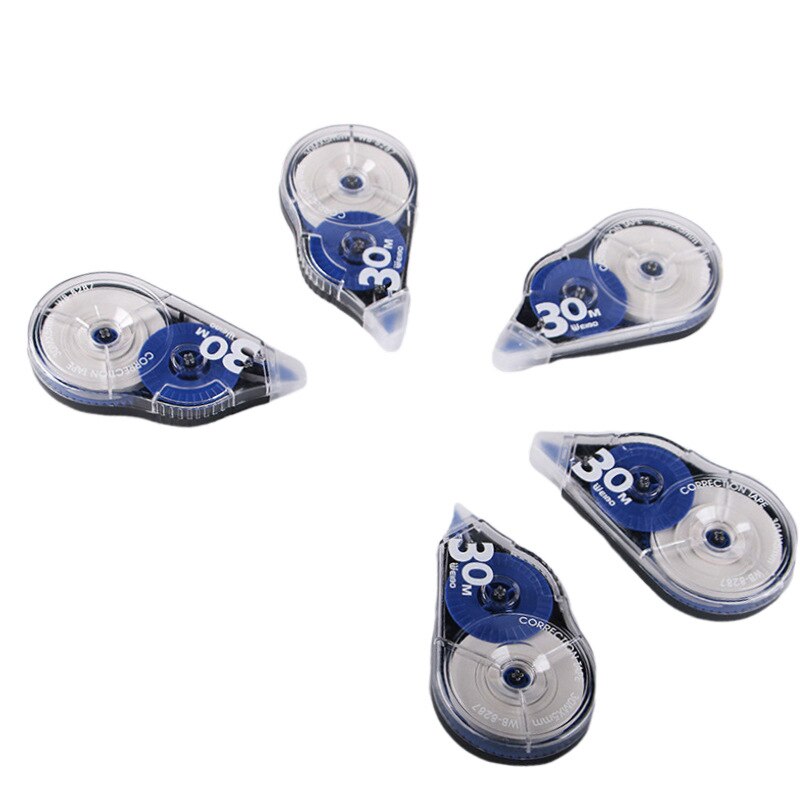 5pcs Correct Correction Tape White Translucent Dispenser Shows How Much Tape is Remaining 30m UY8