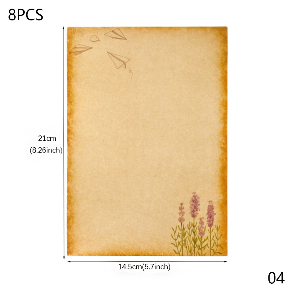 8 Sheets Retro Vintage Writing Paper Letter Papers Old Europe Style Romantic Kraft Brown Papers Scrapbooking Collection Papers: 04