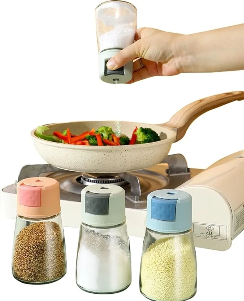 Quantitative Press Salt Shaker Sealed Seasoning Jars Adjustable Measurable Control Spice Containers Kitchen Cooking Essentials