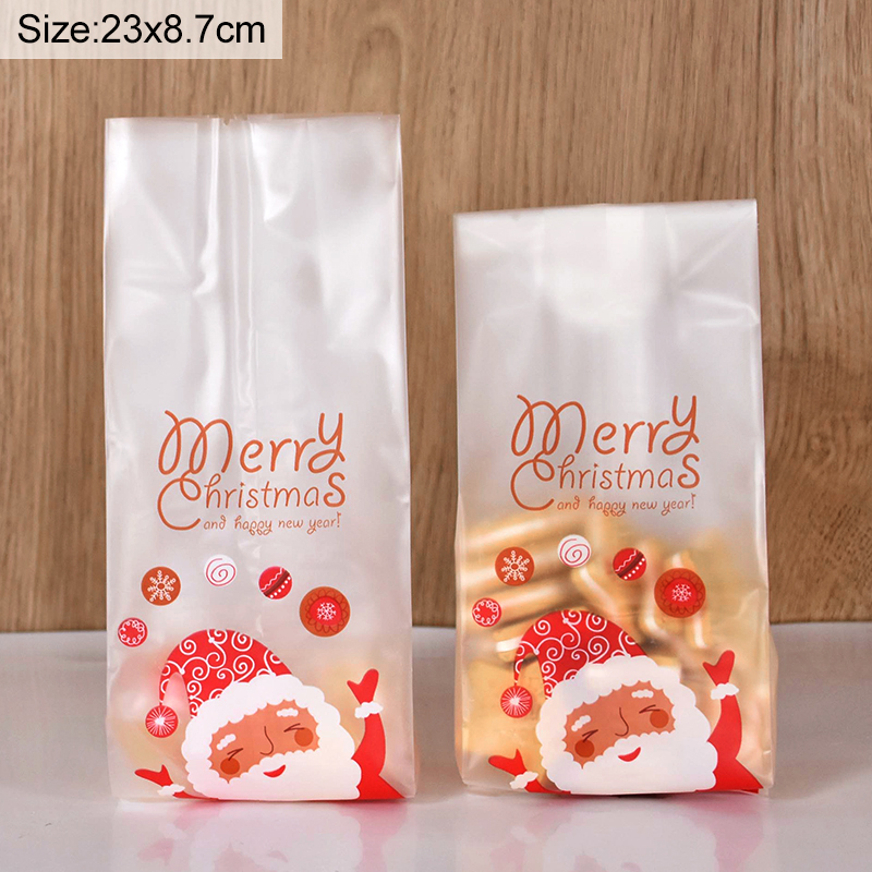 25/50pcs Snowman Cookie Baking Packaging Bags Candy Snack Bag Xmas Tree Snowflake Christmas Year Party Decorations: Light Grey / 5x5x5cm
