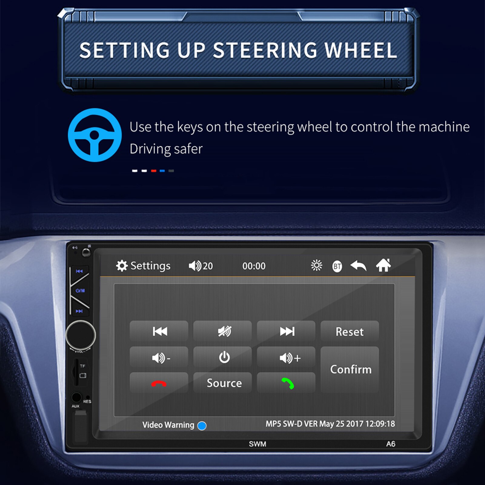 12V 60W Multifunctional 7 Inch Screen High Definition Bluetooth USB FM Car MP5 Video Player Universal Car Accessories Interior