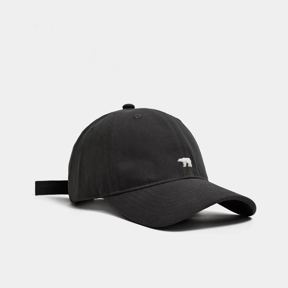 Zomer Veelzijdige Ijsbeer Geborduurde Baseballpet Met Grote Rand Voor Een Klein Gezicht, Unisex Duckbill Cap Voor Zowel Mannen Als Wome: Black